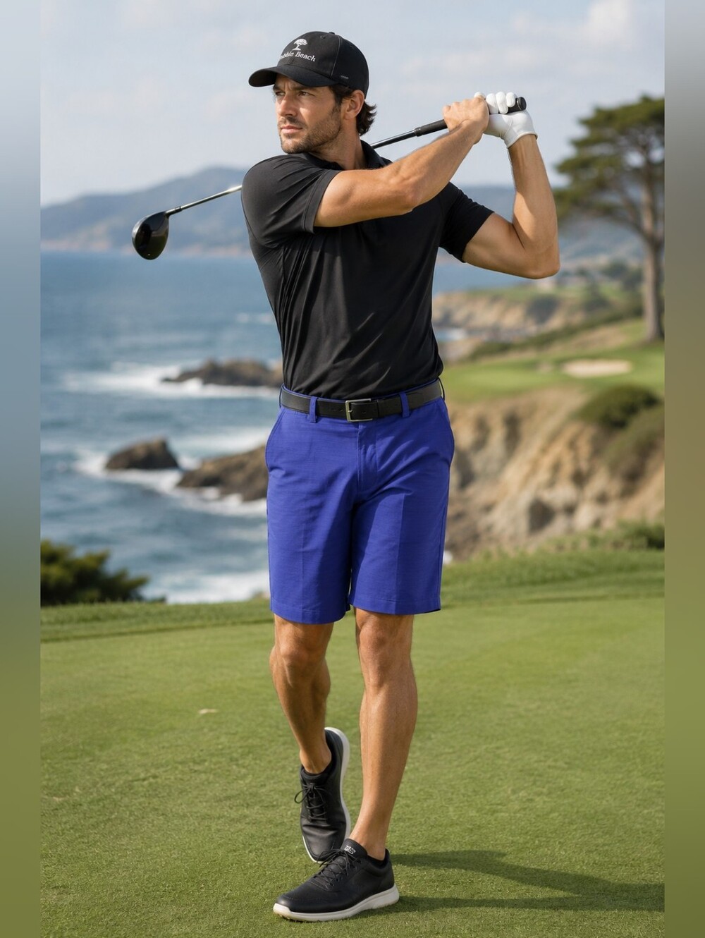 PGA Tour Flat Front 9.5" Golf Shorts in Blue Athletic Moisture-wicking Men's 38